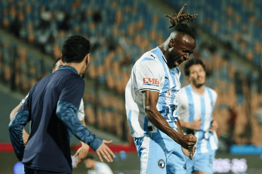 Fiston Mayele, autor do gol na final da Copa do Egito 2025-26, Pyramids FC 2-1 ZED FC em 10 de maio de 2026 no Estádio Internacional do Cairo