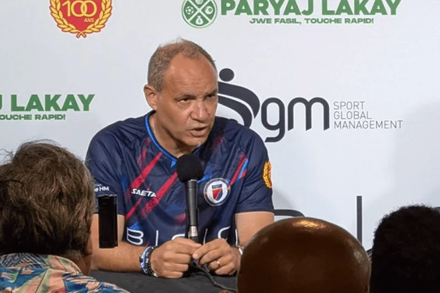 Sébastien Migné selecionador Haiti antes do jogo Haiti Escócia 13 junho 2026 Boston Stadium Copa do mundo FIFA Grupo C